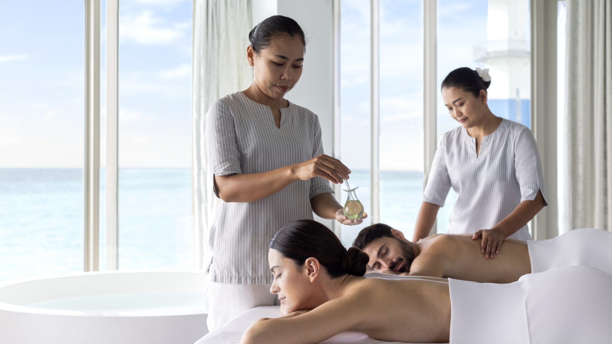 intercontinental maldives couple spa treatment room